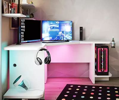 NTense Mod White LED Corner Gaming Desk | Big Lots