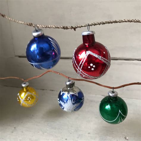 Mercury Glass Christmas Ornaments Vintage Tree Ornaments Set Etsy