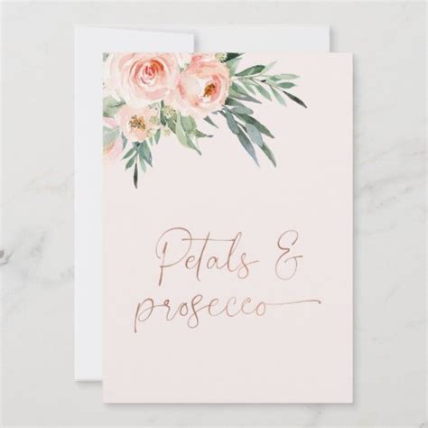 Roses Foliage Petals And Prosecco Bridal Shower Invitation Zazzle