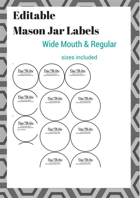 Editable Mason Jar Labels. Includes wide mouth and regular