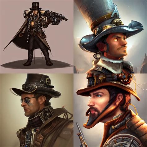 KREA A Side View Portrait Of A Noble Gunslinger Male In Hat In The