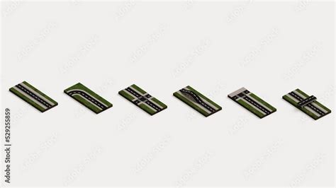 Realistic Asphalt Road Structure Cross Section Diagrams In Isometric