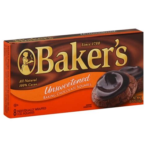 Bakers Baking Chocolate Unsweetened Squares