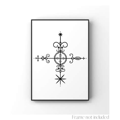 Veve Simbi Voodoo Symbol Print Loa Sigil Kongo Magic Poster Protection