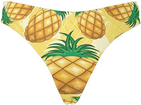 Custom Nolvelty Yellow Pineapple Womens Thongs Panties