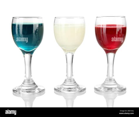 Tasty color liquors, isolated on white Stock Photo - Alamy