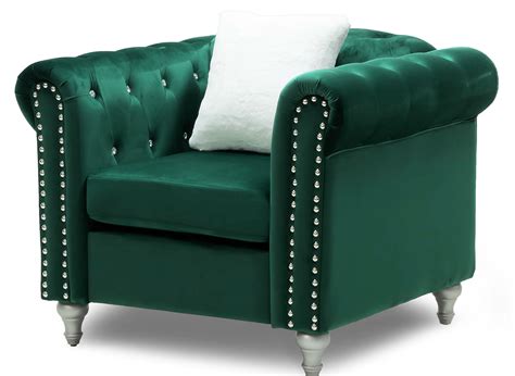 Fauteuil Capitonne Chesterfield En Velours Vert Garry Dip