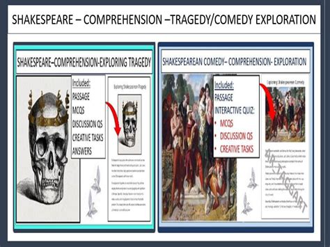SHAKESPEARE - COMPREHENSION - COMEDIES/TRAGEDIES EXPLORATION | Teaching ...