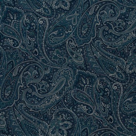 Blue Blue And Gray Paisley Upholstery Fabric