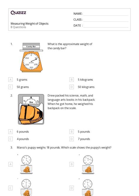 50 Measuring Weight Worksheets On Quizizz Free Printable