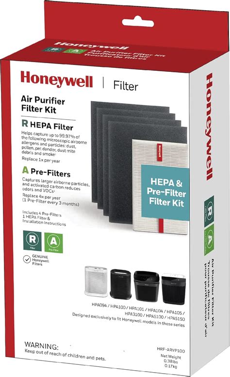 Genuine Honeywell Hrf Arvp100 1 Year Value Filter Kit For Medium Room Hpa100 Series Hepa Console