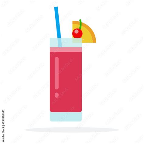 Sex On The Beach Cocktail Vector Flat Material Design Isolated Object On White Background Stock