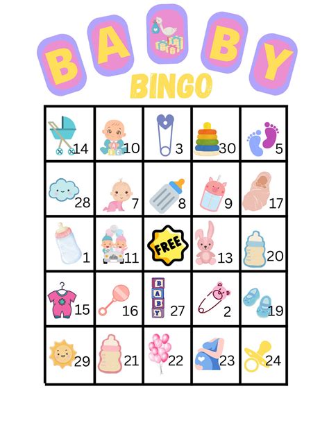 Baby Shower Bingo Printable Fun Baby Shower Games Co Ed Baby Etsy