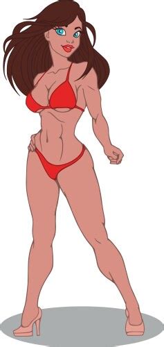 Smiling Woman In A Blue Bikini Royalty Free Vector Image