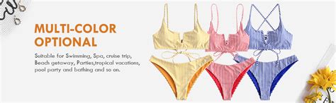 Amazon ZAFUL Women S V Wired Striped Reversible Two Piece Bikini