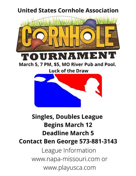 Cornhole Flyer Napa Of Central Missouri Billiard League