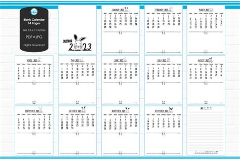 Calendar Page Template 2023 Graphic by KiangDigiart · Creative Fabrica