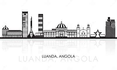 Silhouette Skyline Panorama of City of Luanda, Angola Stock Vector ...