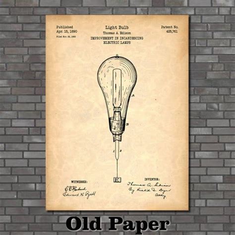 Edison Light Bulb Patent Print Art 1890 In 2021 Light Bulb Edison