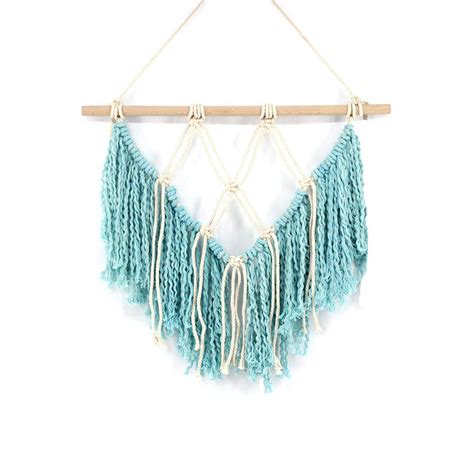 Blue Macrame Wall Hanging Modern Tapestry Boho Home Beach Vibes By