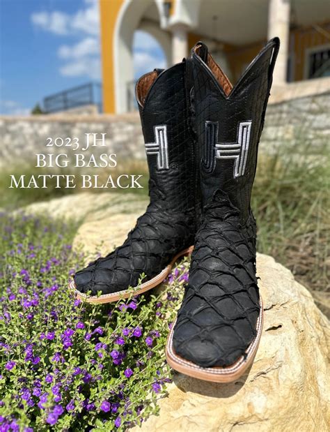 New 2023 Mens JH "Big Bass Black Matte" Square Toe Boots | Jobes Hats, LLC