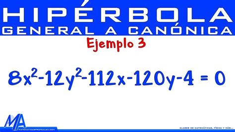 Pasar de la ecuación General a la Canónica de la Hipérbola Ejemplo 3