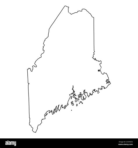 Maine ME State Maps Black Outline Map Isolated On A White Background