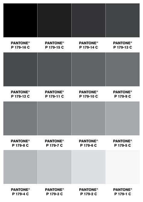 PANTONE® greys as a poster | Цвета покраски дома, Серые цвета краски ...