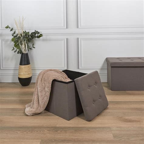 Coffre Pouf Pliable ELEONOR Gris 3 Suisses