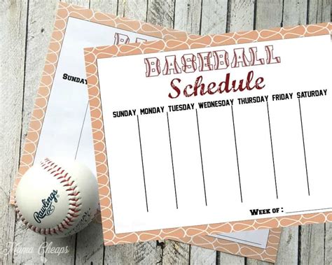 Printable Baseball Schedule Template - Free Printable