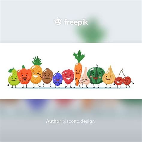 Personajes De Frutas Y Verduras Vector Premium Frutas Y Verduras