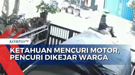 Aksi Pencurian Sepeda Motor Di Banten Terekam CCTV Pelaku Dikejar