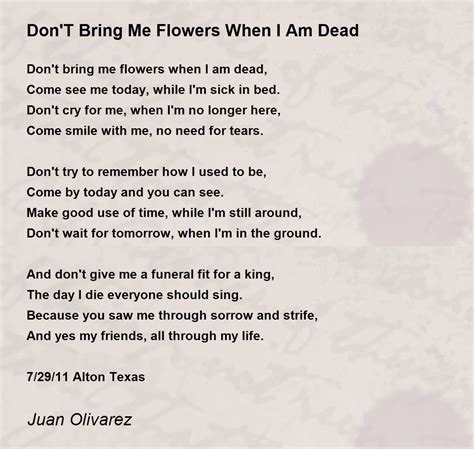 Don'T Bring Me Flowers When I Am Dead - Don'T Bring Me Flowers When I ...