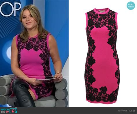 Wornontv Jennas Pink And Black Lace Dress On Today Jenna Bush Hager