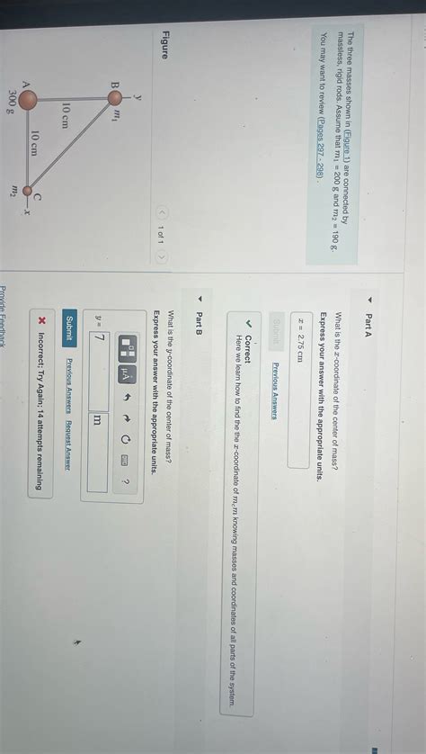 Solved Part A The Three Masses Shown In Figure 1 Are Connected By