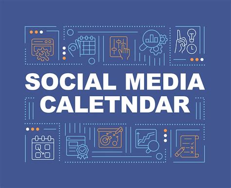 Conceptos De Palabras De Calendario De Redes Sociales Banner Azul