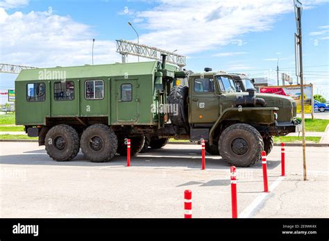 Samara Russia May 18 2019 Green Russian Military Truck Ural 4320