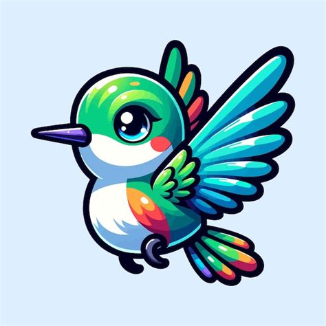 Ilustración vectorial plana de un colibri lindo en estilo de dibujos