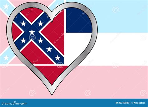 Mississippi State Flag With Heart Stock Vector Illustration Of America Icon 253198891