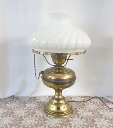 Vintage Lamp Vintage Milk Glass Lamp Vintage Milk Glass Vintage Table Lamp Swirled Milk Glass