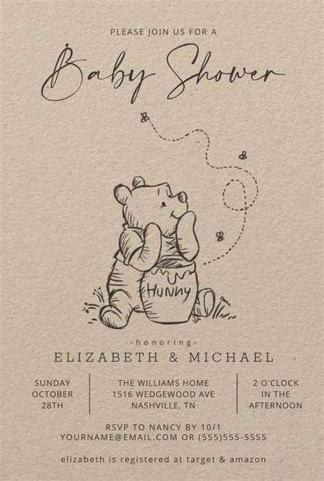 Winnie The Pooh Baby Shower Invitations Simple Baby Shower Gender