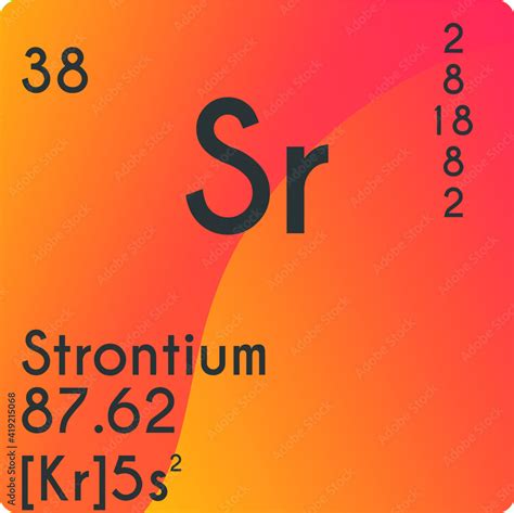 Strontium Sr Alkaline Earth Metal Chemical Element Vector Illustration Diagram With Atomic