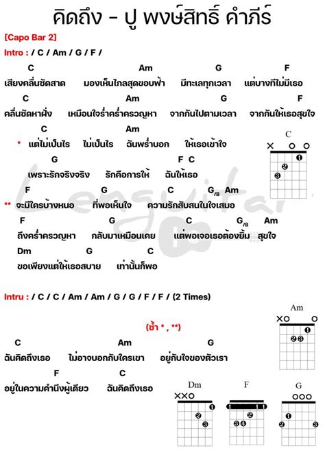 คอร์ดเพลง คิดถึง ปู พงษ์สิทธิ์ คำภีร์ [คอร์ดเพลงง่ายๆ] Lenguitar