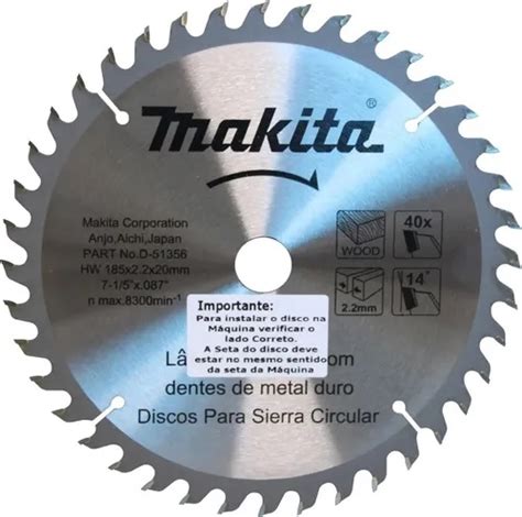 Disco De Sierra Para Madera Makita D Mm X Mm X D Para