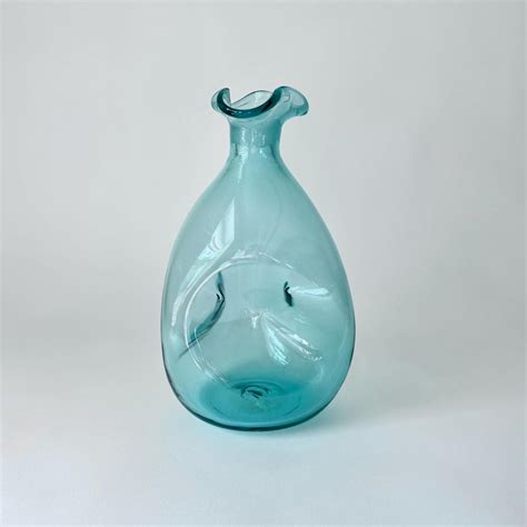 Blenko Glass Sea Green Pinched Decanter Winslow Anderson Etsy