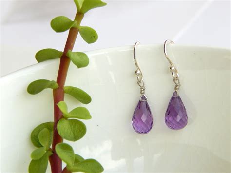 Amethyst Drop Earrings In 925 Sterling Silver Natural African Etsy Uk