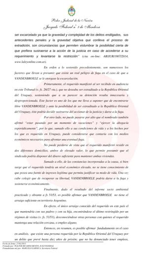 El fallo de Bento que niega la excarcelación a Vandenbroele PDF