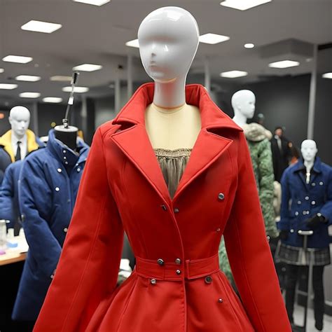 Premium Photo A Mannequin With A Red Coat On Is Standing In Front Of