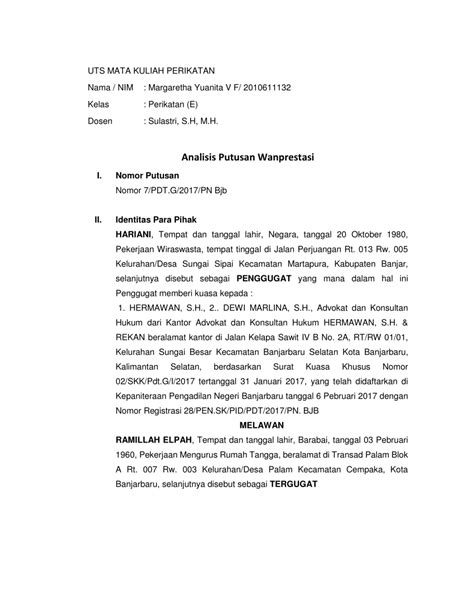 PDF Analisis Putusan Wanprestasi Dan Perbuatan Melawan Hukum