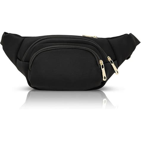 Zodaca Black Nylon Plus Size Fanny Pack For Women Traveling Belt Bag